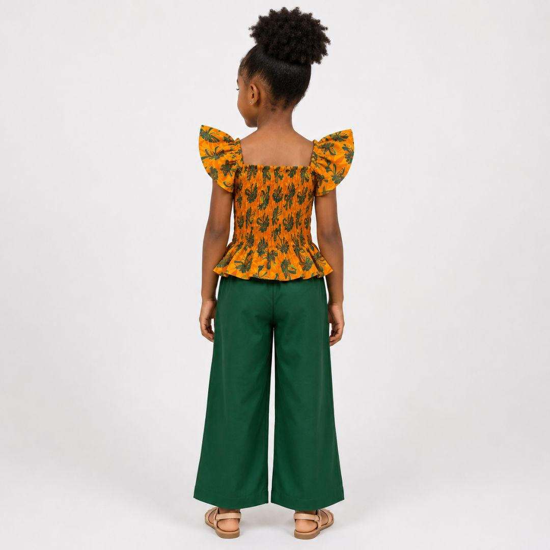 Two Piece Childrens Outfit with Smocked Top and Matching Pants